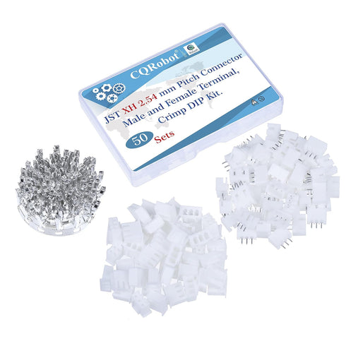 JST XH 2.54 mm Pitch 3-Pin Connector Kit, 50 Sets/250 Pieces Male Plugs, Female Sockets, T-Shaped Crimp Terminal