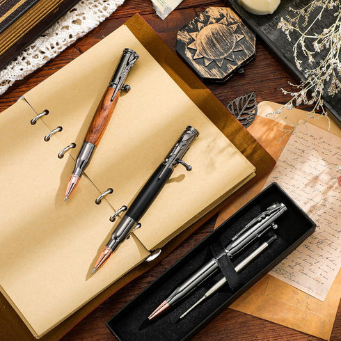 Crtiin 3 Sets Bullet Pens for Men, Bolt Pen Gift Box with Black Ink Refills for Thanksgiving Christmas Valentine's Day
