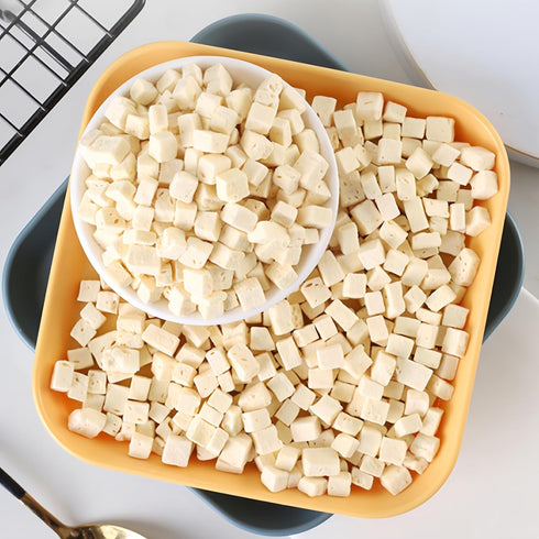 JKPDAMZ 8.47 oz 240g, 1cm Freeze Dried Tofu Cubes, High Protein Vegan Bites, Bite-Sized, Instant Dehydrated Tofu