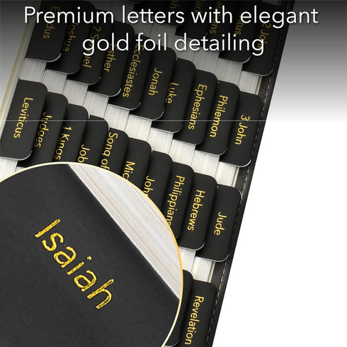 75 Mr. Pen- Laminated Bible Tabs, pcs, Black, Gold Foil Embossed Lettering, Easy-to-Read & Apply, Tear Resistant Index