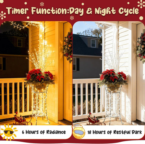 cshare 16.4ft 50LED Christmas String Lights Battery Operated, LED Christmas Lights Outdoor with Tiimer White Wire Mini