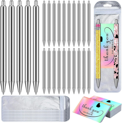 Qilery 25 Set Stainless Steel Resin Blank Epoxy Pens for UV Dtf Wraps