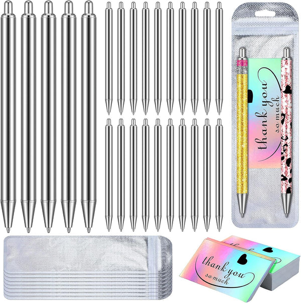 Qilery 25 Set Stainless Steel Resin Blank Epoxy Pens for UV Dtf Wraps