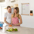 Clear Glass Weekly Dry Erase Calendar Whiteboard, 15x11" Menu & Meal Planner for Home Kitchen, Wood Marker Holder and 4