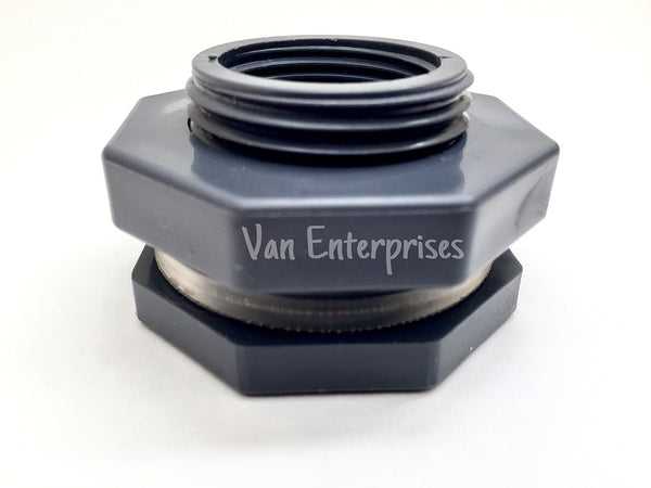 3/4" PRO Series PVC Bulkhead Fitting Adapter, 1 Pack, for Rain Barrels, Aquariums, Water Tanks, Ponds