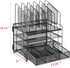 Marbrasse Desk Organizer with Drawer, 4-Tier Mesh File Organizer with 5 Vertical Holders and 2 Pen Holders
