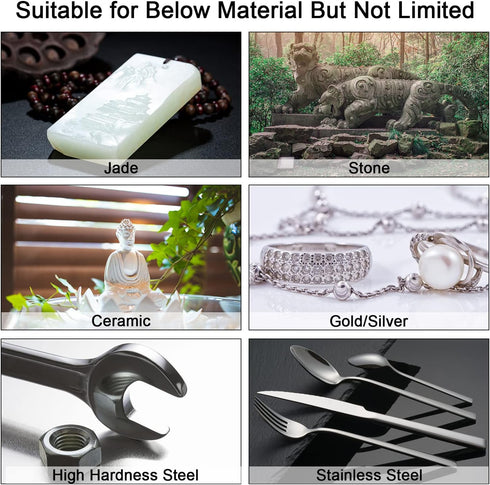 Stone Carving Set Compatible with Dremel, 12PCS Diamond Burr Bits for Stone Rocks Jewelry Glass Ceramics