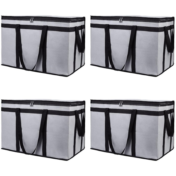 Bodaon 4-Pack Insulated Food Delivery Bag, XXX-Large Meal Grocery Tote Insulation Bag