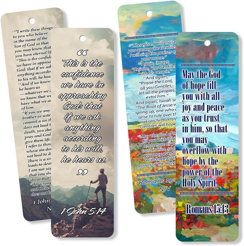 Christian Bookmarks with Popular Inspirational Bible Verses, Pack of 12 Unique Designs