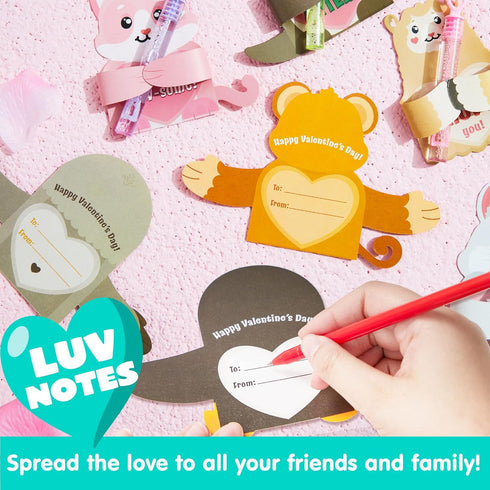 JOYIN 36 Pcs Valentines Day Gifts Cards | Animal Designs Greeting Cards Candy Holder for Kids | Classroom Exchange