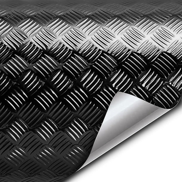 Industrial Utility Diamond Metallic Plate, Chrome Finish Wrap Vinyl Underlayer Sheet for Shelves, Walls, Flooring
