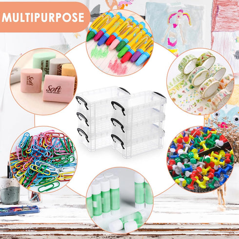 OGANAZI 6 PCS Clear Plastic Crayon Boxes with Snap Lids, Small Crayon Storage Box Stackable Crayon Container Box