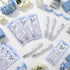 Sayglossy 50 Sets Blue Bridal Shower Bow Pens Wedding Thank You Gifts for Guests Blue White Floral Ballpoint Pens