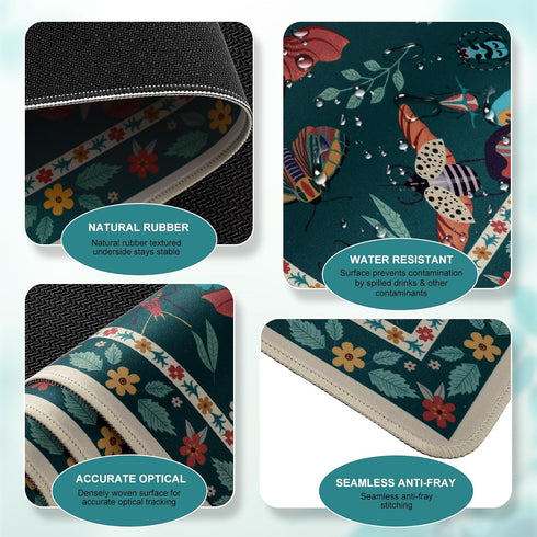 iCasso 3Pcs Large Mouse pad for Desk, Computer Desk Mat, XXL Keyboard and Mouse Pad + Keyboard Wrist Rest, Desk Matt