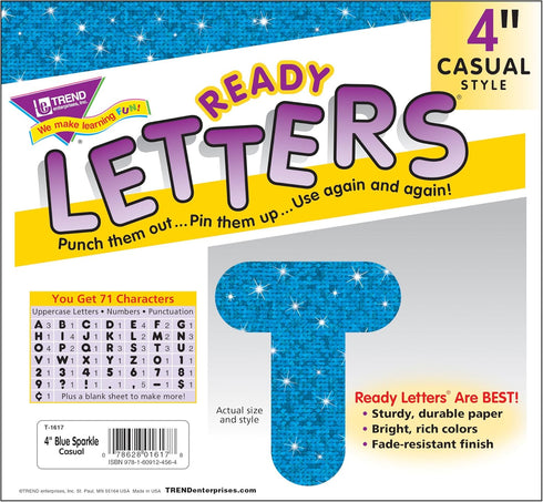 Trend Enterprises "4" Sparkle Uppercase Ready Letters Set", Blue