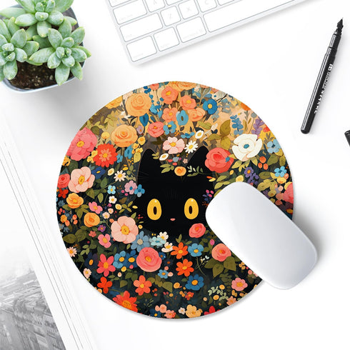 ITNRSIIET Mouse Pad, Premium-Textured Waterproof Round Mouse Mat with Stitched Edge, Non-Slip Rubber Base, 8.7×8.7