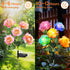 4 Pack IP65 7-Color 10H+ Solar Rose Lights Outdoor: Waterproof Changing LED Flower Stakes for Garden Pathway Patio Lawn