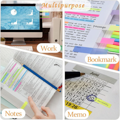 BAYTORY 960 Sheets Transparent Sticky Index Tabs, Clear Sticky Notes Long Page Book Markers for Book Annotation