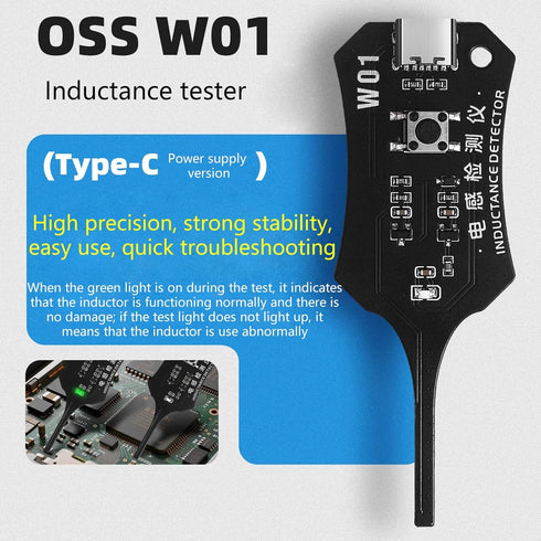 Generic W01 Inductor Tester for Mobile Phone Repair, Quick Fault Diagnostic Tool with LED Indicators, Universal