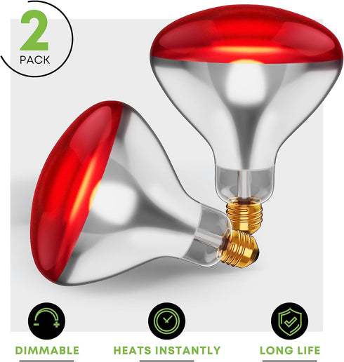 250 R40 Bulbs (2-Pack) Bulb 2,000 E26 120V W att Incandescent Light - Bathroom Infrared Heat Lamp for Chickens Chicks