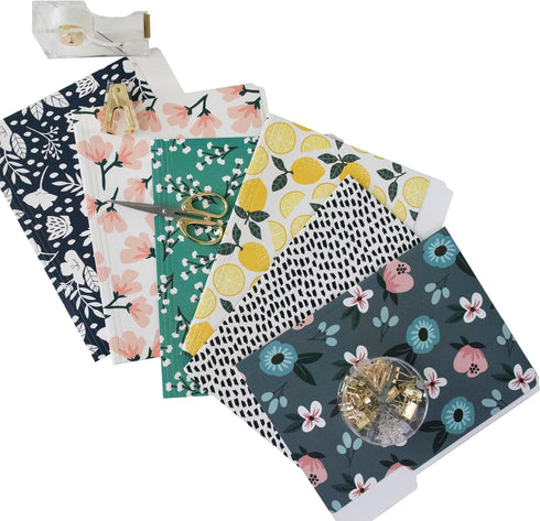 Decorative File Folders Set of 12, 3 Tab Cute Letter Size Folders, Boho Manila Home Office Supplies