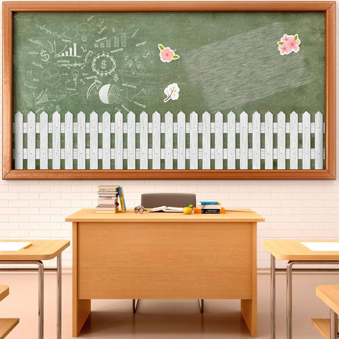 Picket Fence Bulletin Board Decoration, Summer White Picket Fence Cutouts for Classroom Home Decor