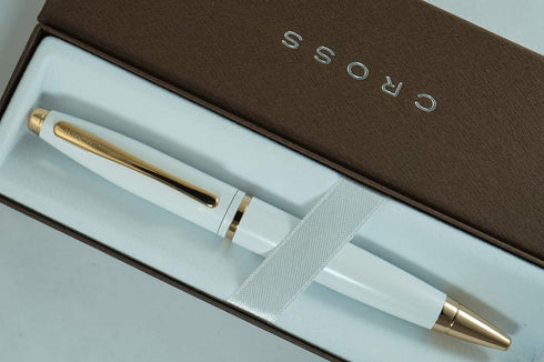 CROSS White Medalist Ballpoint Pen with 23KT Rose Gold