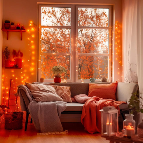 66ft 200 JMEXSUSS LED Christmas String Lights Outdoor Indoor, Connectable Orange String Lights Clear Wire, Fall Light