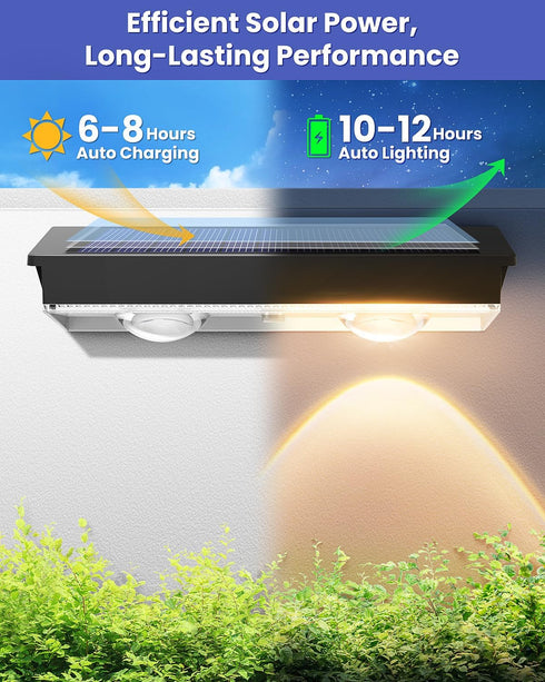10 Pack 2 IP65 Solar Fence Lights Outdoor, Warm/Neutual/Cool White Fence Lights Solar Powered with LED, Waterproof