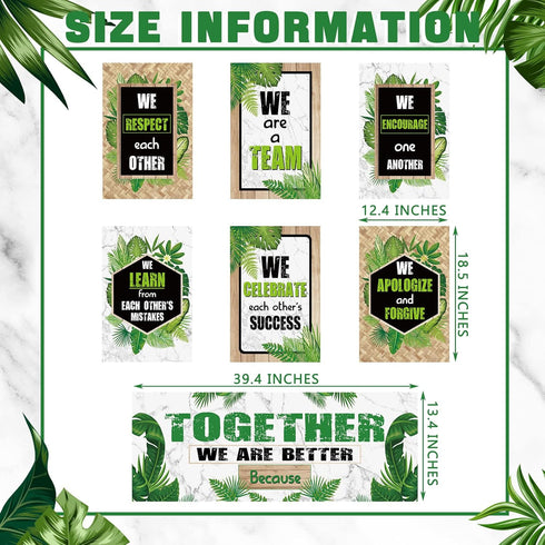 Green Plant Poster Bulletin Board Classroom Banner Decoration Set for Office Preschool Elementary Middle School Decor