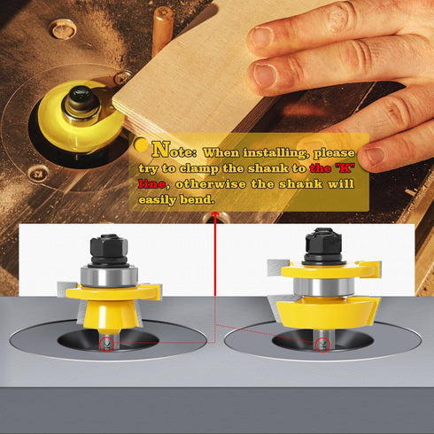 2Pcs 1/4 Inch ASNOMY Shaker Rail and Stile Router Bits for Cabinet Door, Shank Woodworking Tongue and Groove Router Bit