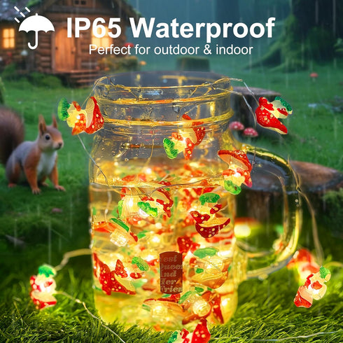 2-Pack 50LED 16ft 3D Aogist Mushroom Fairy Lights - Super Bright Cute Mushroom String Lights Battery Operated Decor
