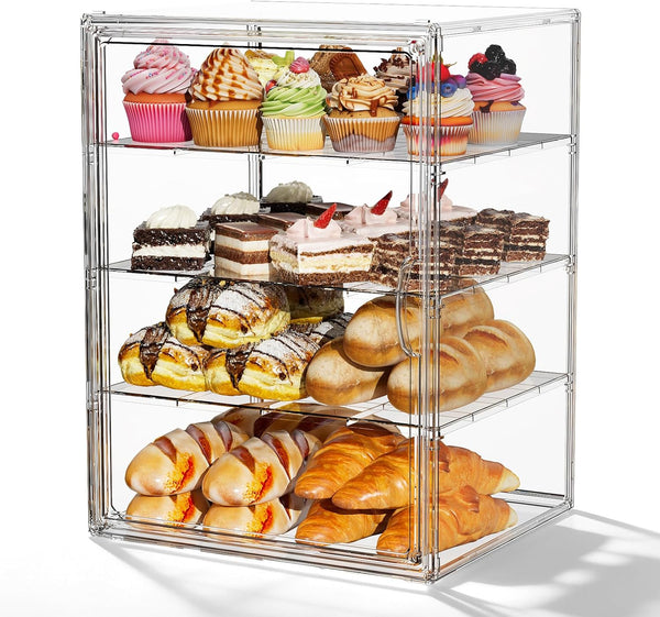 JOYZAN Pastry Display Case, 3 Tier Bread Box for Kitchen Countertop, Acrylic