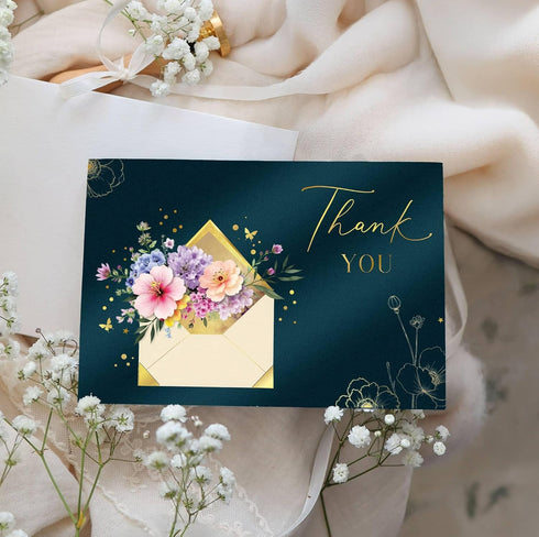 6.7 4.5 inch Joli Coon Premium Thank you card ELEGANT - Thank you card with premium envelope and real wax seal - x