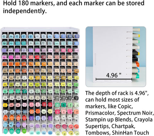 SANFURNEY Marker Pen Organizer Holder for 180 Markers, Desktop Art Supply Storage Rack for Home Classroom Office