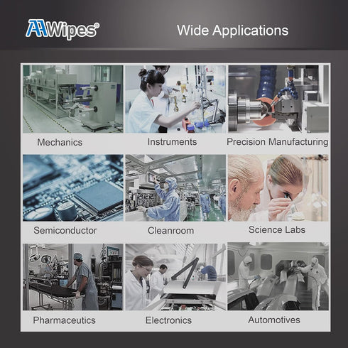 Cleanroom Wipes Nonwoven Wipes Cellulose/Polyester Blend (Grade A, 68 Gram, Bag of 600 Pcs) 9" x 9"