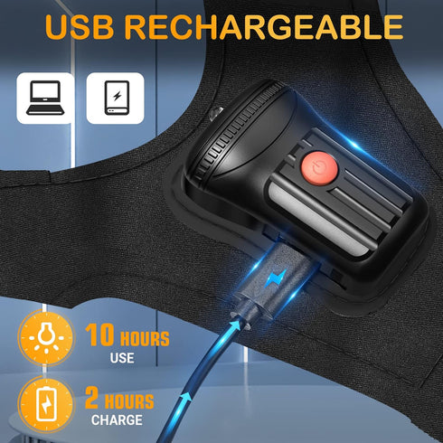 Fathers Day Gift, Flashlight Gloves for Men, Rechargeable (2 Pcs) for Dad, Husband, Brother, Cool Gadgets for Fishing