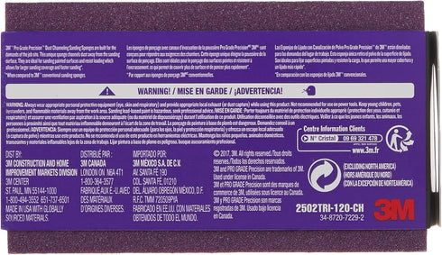 3M 2502PGP-120-UF 120-Grit 4.5" 2.5" 1" Pro Grade Precision Ultra Flexible Sanding Sponge, x x