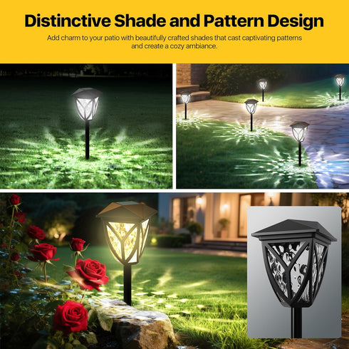 6500K IP65 6-Pack Ensenior Solar Lights Outdoor, LED Solar Garden Lights for Pathway Yard Patio Walkway Planter Walkway