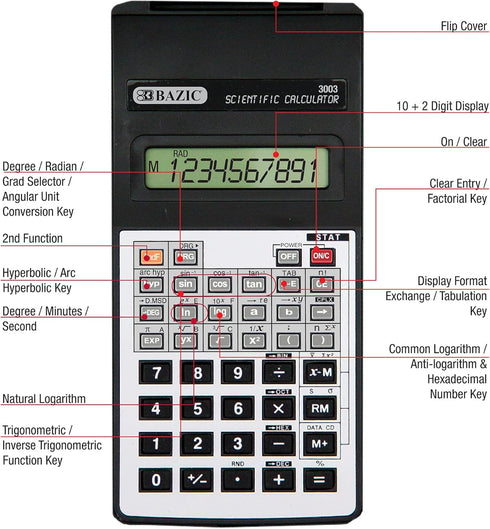 BAZIC 10-Digit Scientific Calculator with Flip Cover