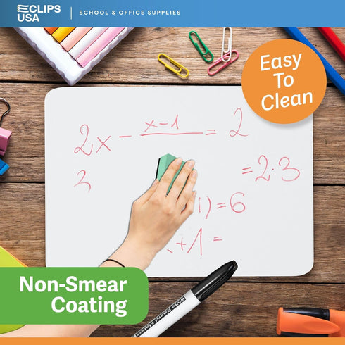 Dry Erase Board, 12 Pack of 9” x 12” Double Sided Lap Boards with 12 Markers & 12 Erasers for Classroom Use