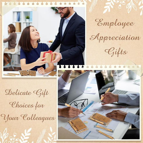 Sayglossy 24 Sets Graduation Appreciation Gift Inspirational Mini Spiral Notebooks Motivational Bamboo Pens with Cards