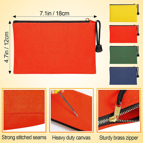 ANPHSIN 4 Pack Canvas Tool Bags, Heavy Duty Zipper Pouch Set for Small Tools Storage