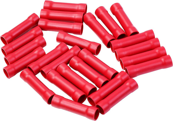 Conext Link BCV8-25 Vinyl Butt Connector - 25 Pack (Red 8 Gauge)