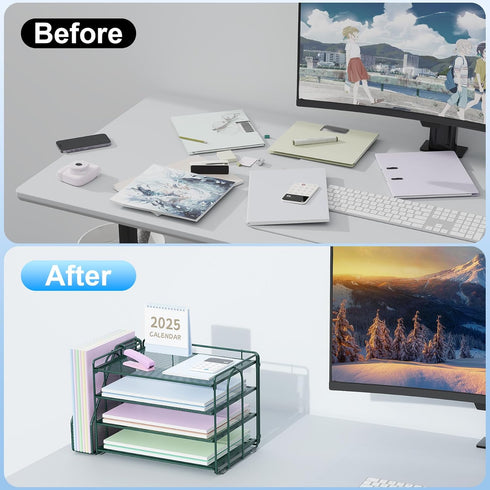 Spacrea Paper Organizer, Desk Organizers and Accessories for Desk with File organizer, Desk Accessories & Workspace
