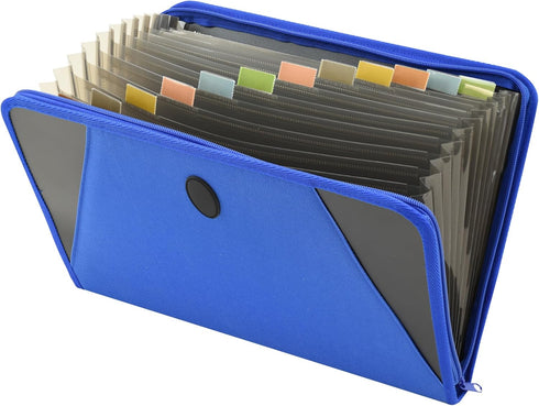 C-Line Expanding File, 13-Pocket with Zipper Closure, Blue (48105)