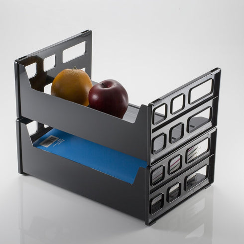 Officemate Recycled High Capacity Letter Tray, Set of 2 (26056), Black