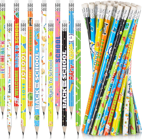 Ctosree Welcome Back to School Pencils, Unsharpened HB Pencils with Eraser, Bulk Pencils for Classroom Supplies