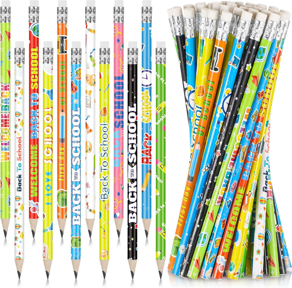 Ctosree Welcome Back to School Pencils, Unsharpened HB Pencils with Eraser, Bulk Pencils for Classroom Supplies