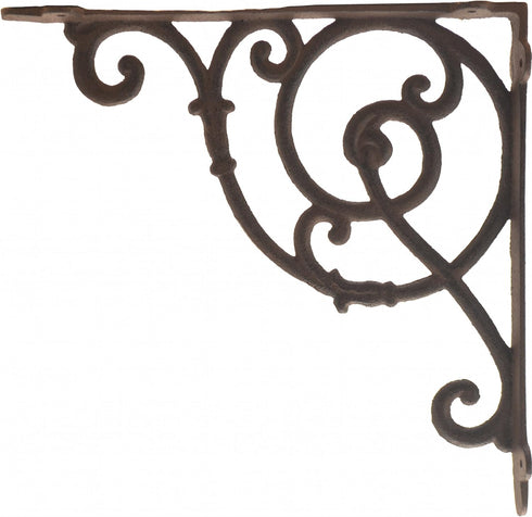 FLAG EMOTES 10" Import Wholesales Decorative Cast Iron Wall Shelf Bracket Ornate Vine Rust Deep